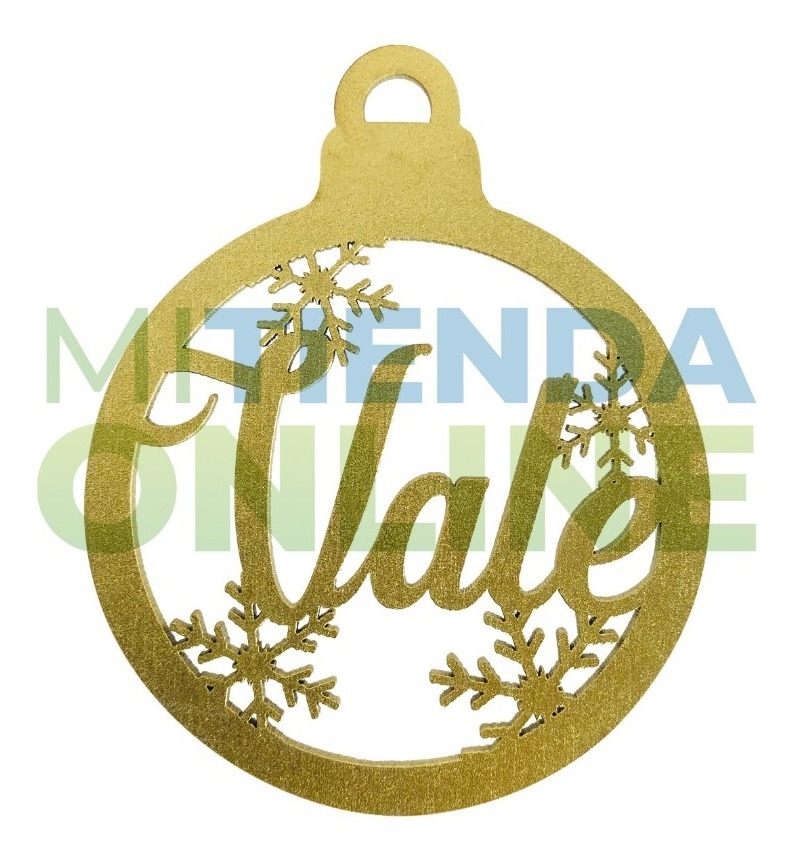 Kit 12 Esferas Navidad Personalizada Nombre Color Oro 10cm