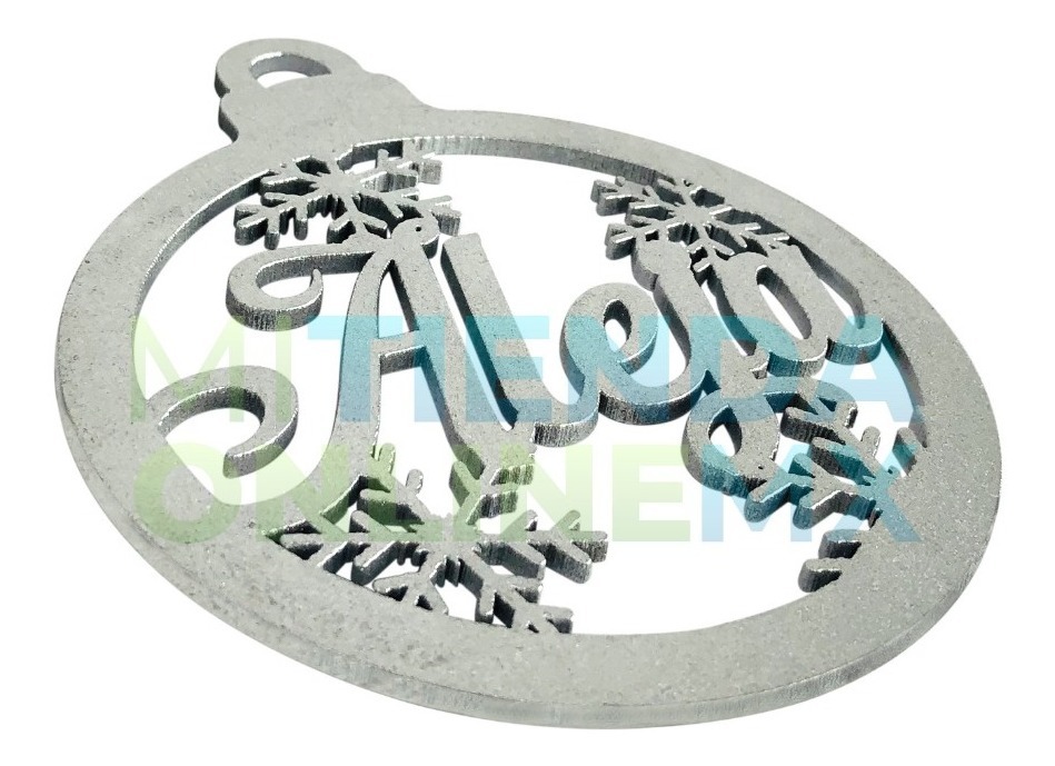 Kit 48 Esferas Navidad Personalizada Nombre Color Plata 10cm