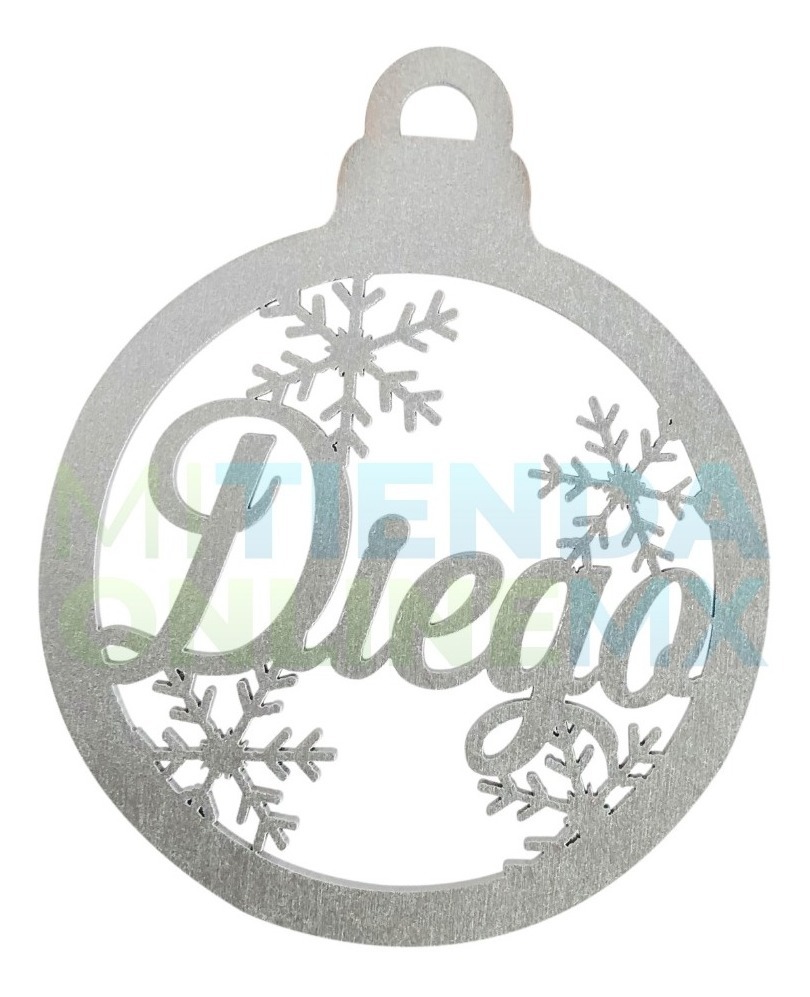 Kit 48 Esferas Navidad Personalizada Nombre Color Plata 10cm
