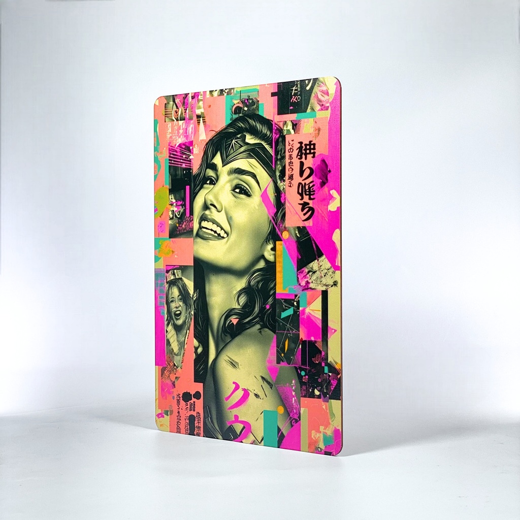 Cuadro Retro Mujer Maravilla Impresión Directa Mdf 3mm 20x30