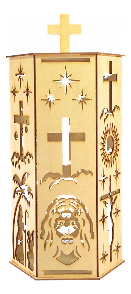 Lampara Hexagonal Navidad Jesús Cruz Semana Santa Pack10 Mdf