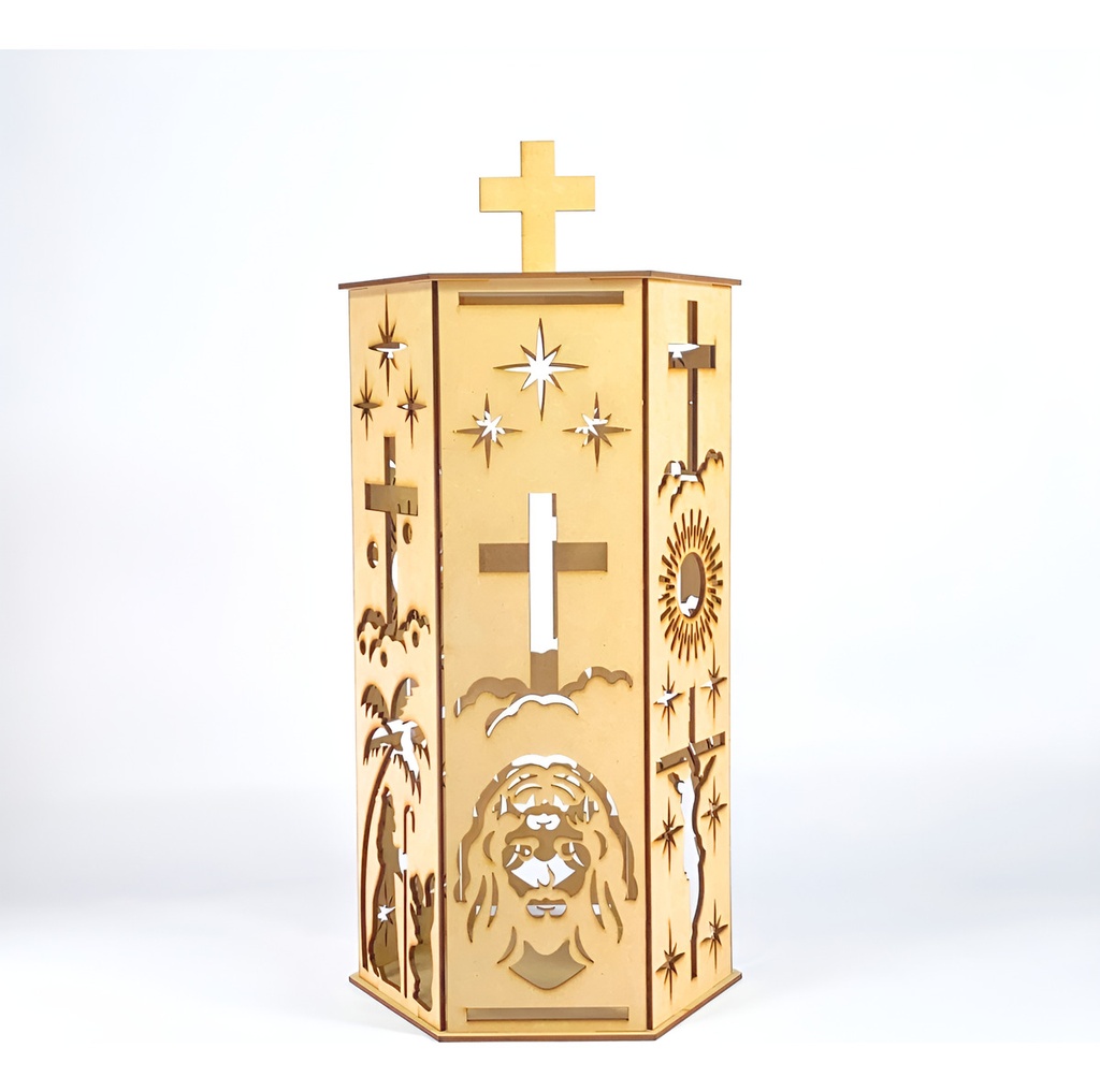 Farol Hexagonal Navidad Jesús Cruz Semana Santa Fiesta Mdf