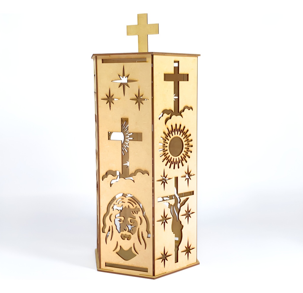 Farol Hexagonal Navidad Jesús Cruz Semana Santa Fiesta Mdf