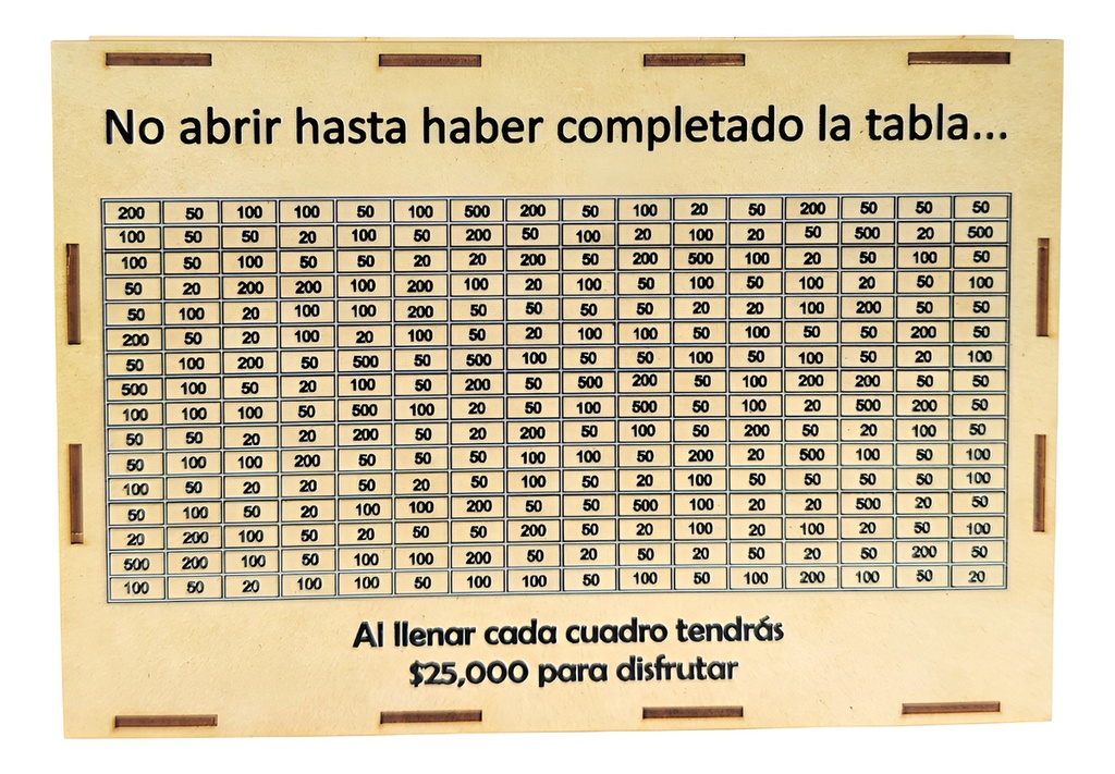 Alcancía Caja Meta 25 Mil Reto De Ahorro Dinero Finanzas Mdf