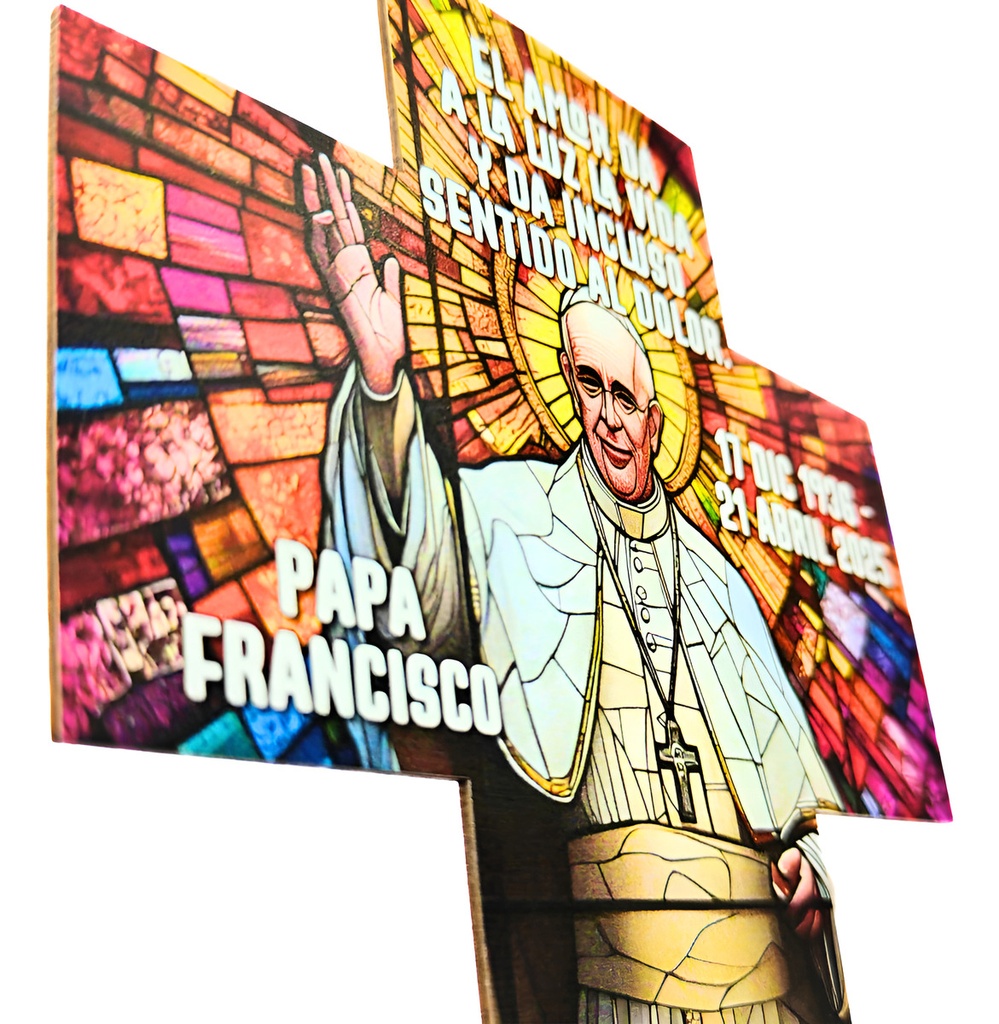 Cruz Papa Francisco Color Bautizo Comunión Recuerdo Eventos