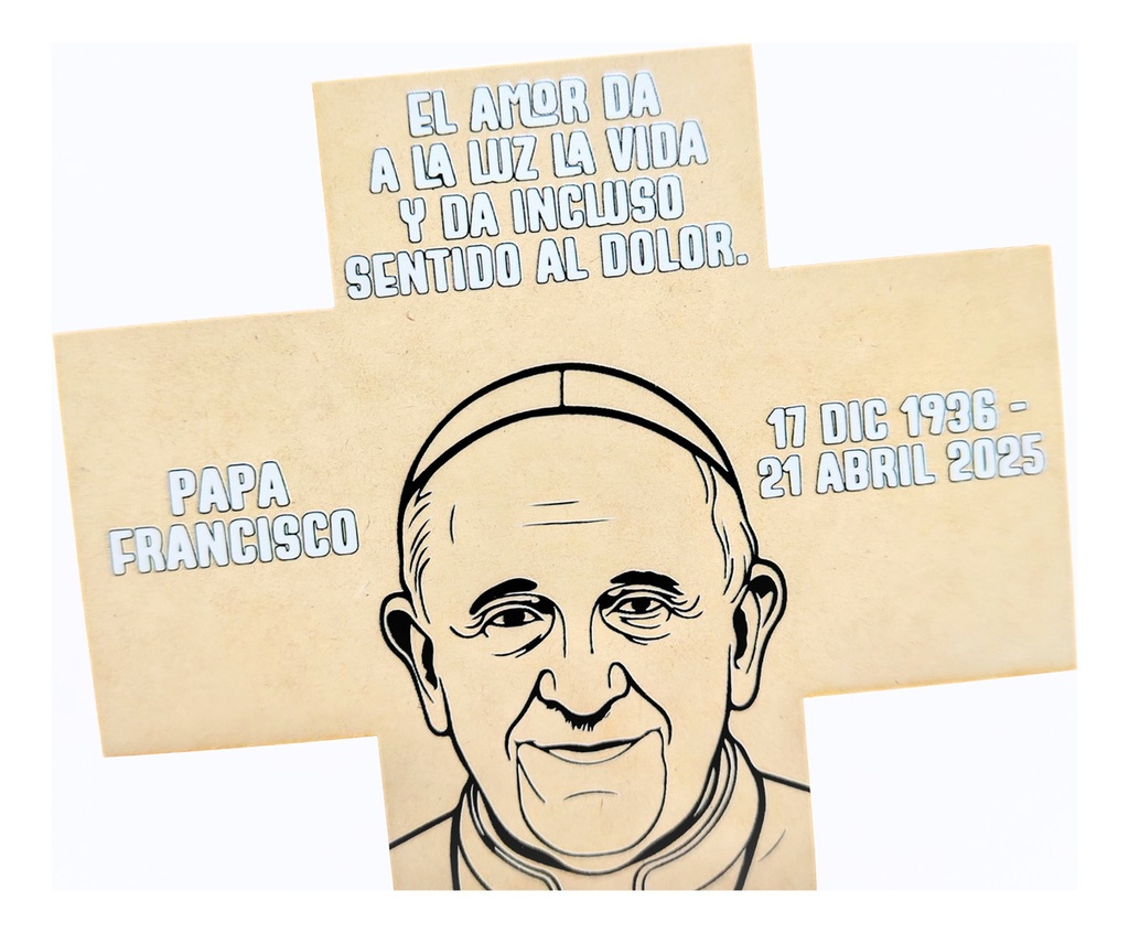 Cruz Papa Francisco Decoración Bautizo Comunión Eventos Mdf