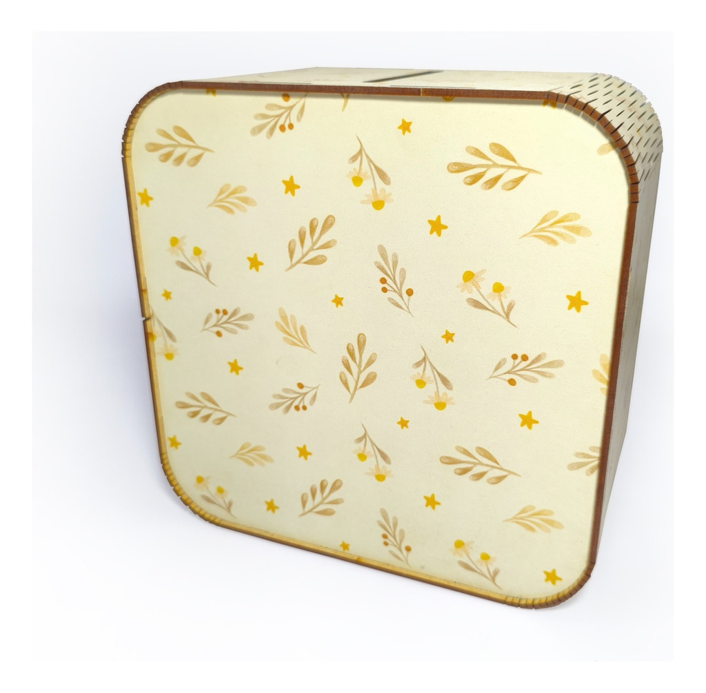 Caja Buzón Sobres Alcancía Baby Shower Dorado Impreso