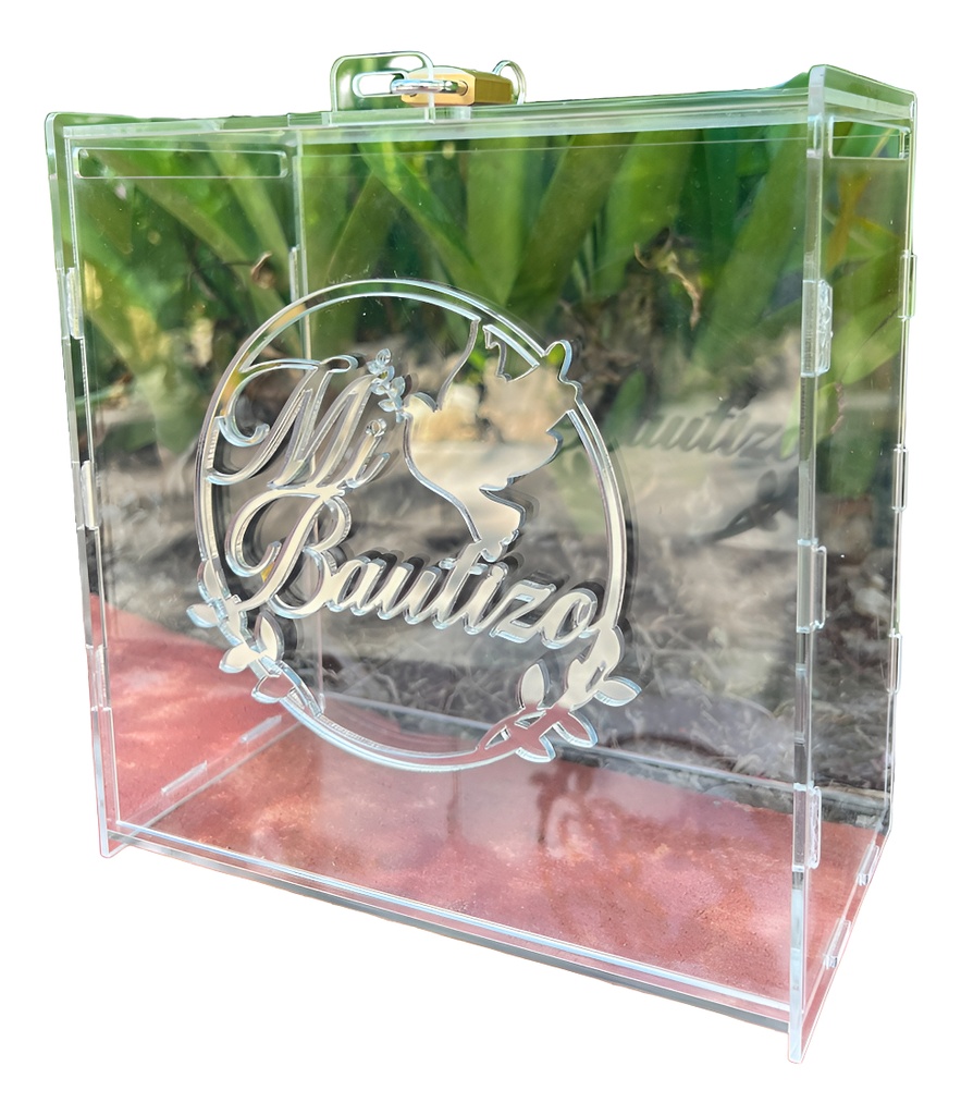 Caja Buzón Sobres Alcancía Mi Bautizo Años Plata Acrilico