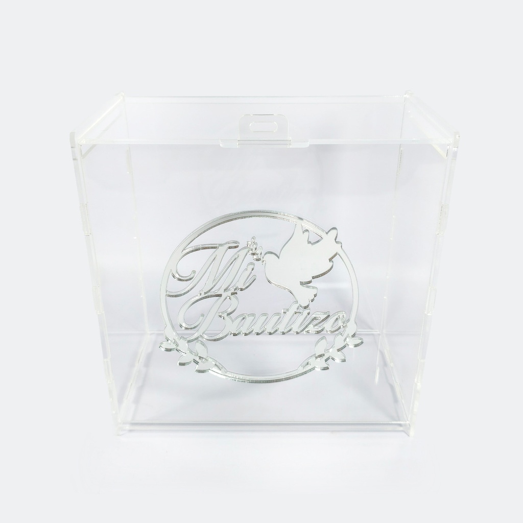 Caja Buzón Sobres Alcancía Mi Bautizo Años Plata Acrilico