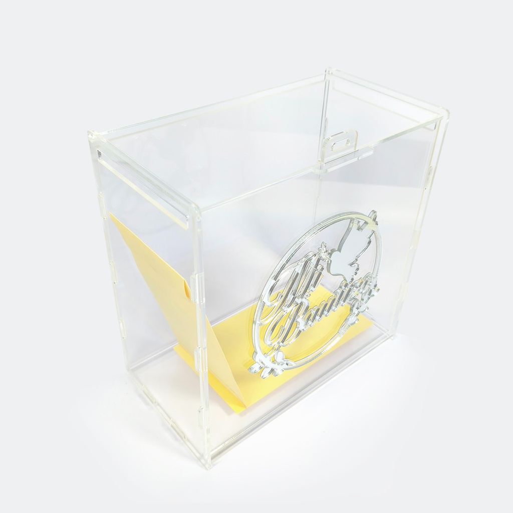 Caja Buzón Sobres Alcancía Mi Bautizo Años Plata Acrilico