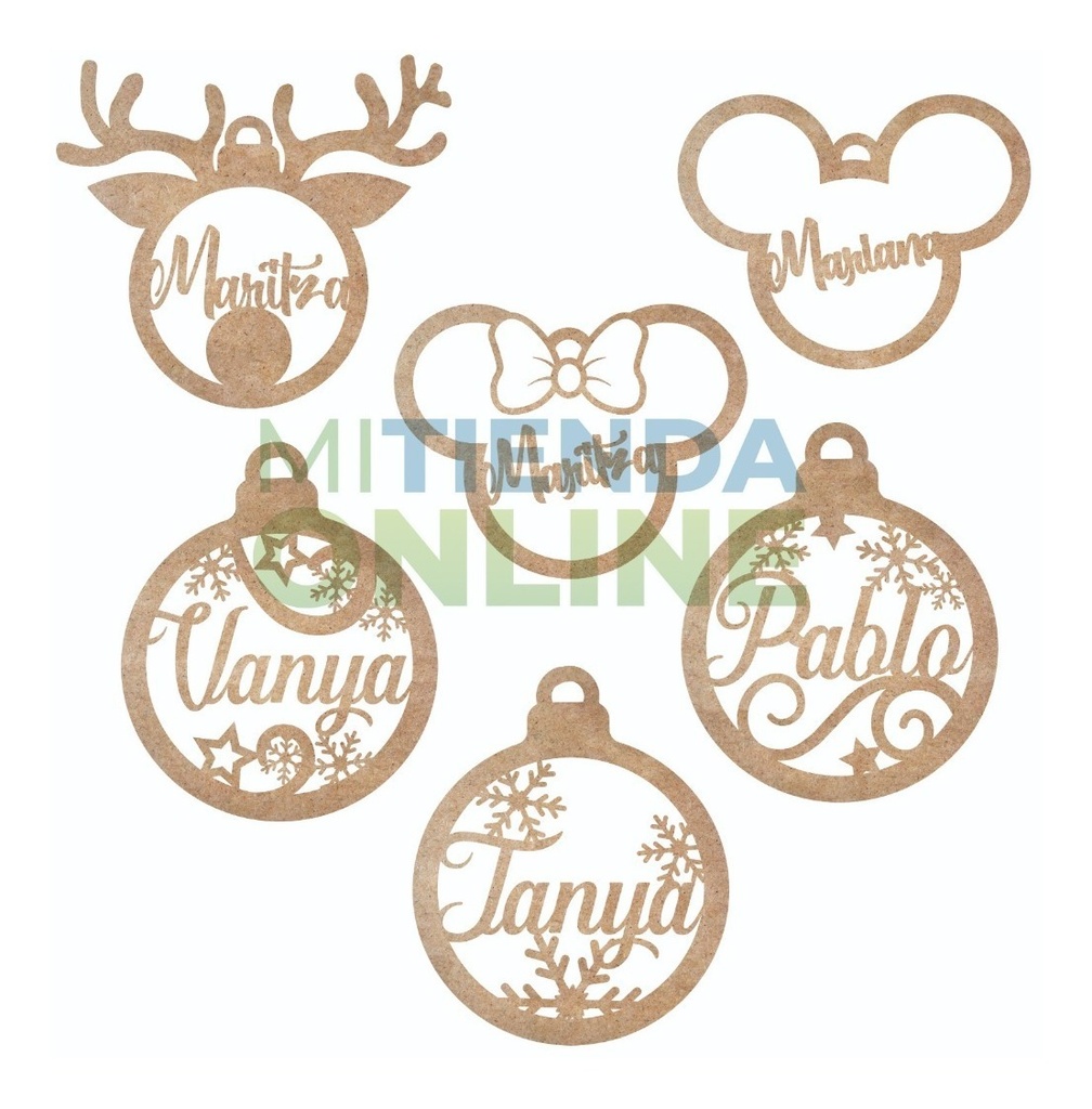 Kit 12 Esferas Navideñas Personalizadas Mickey Y Minnie 10cm