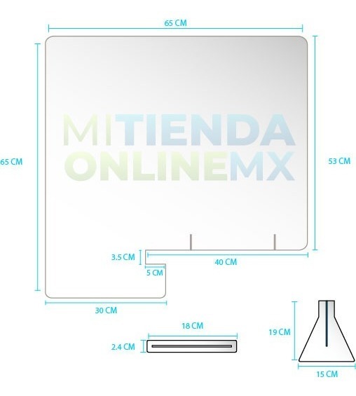 Mampara Protectora Para Escritorio Separador 65 Cm X 65 Cm