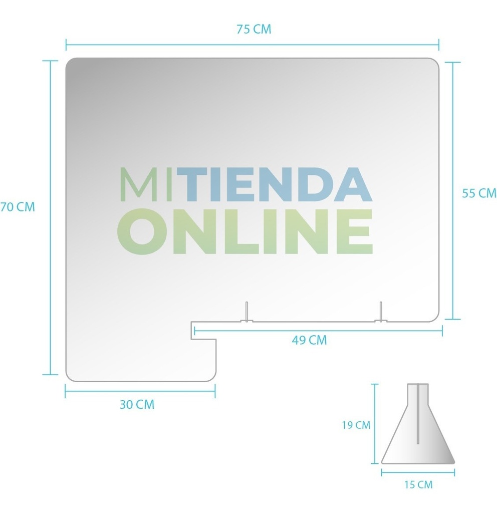 Mampara Protectora Para Escritorio Separador 75 Cm X 70 Cm