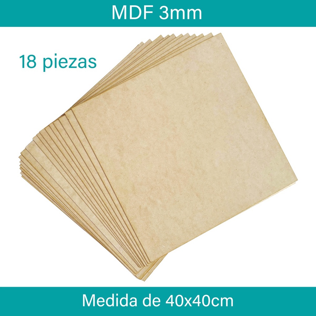 Lamina Panel Mdf 2.5mm 40x40 Cm 18 Ud. Corte Laser (pack 5) Natural