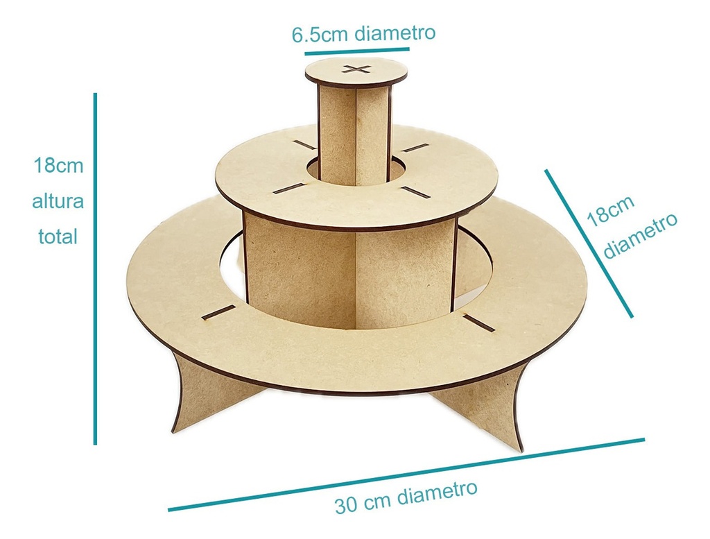 Base Circular 3 Niveles Para Mesa De Dulces Candy Bar Mdf
