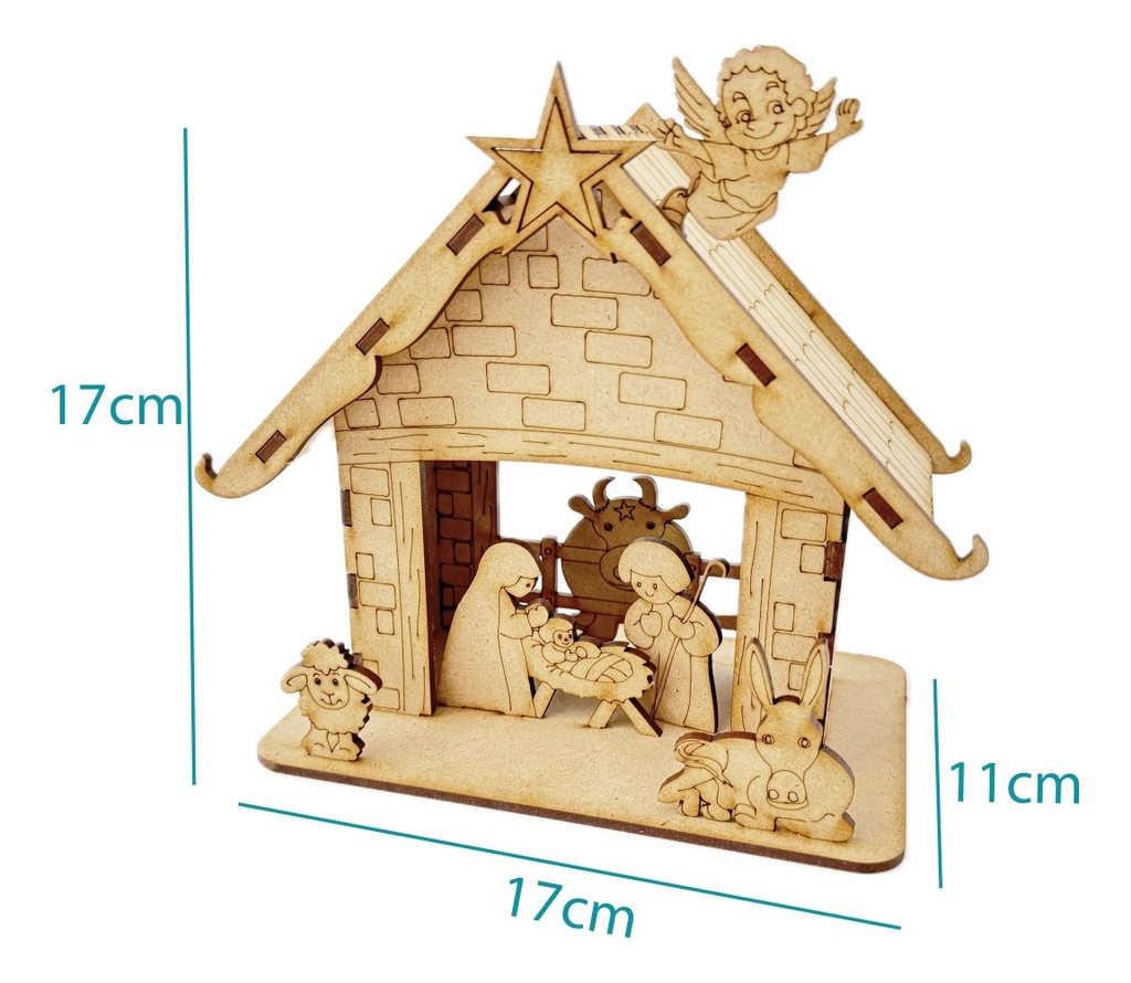 Nacimiento Navideño Pesebre Niño Dios Decoración Mdf Mini