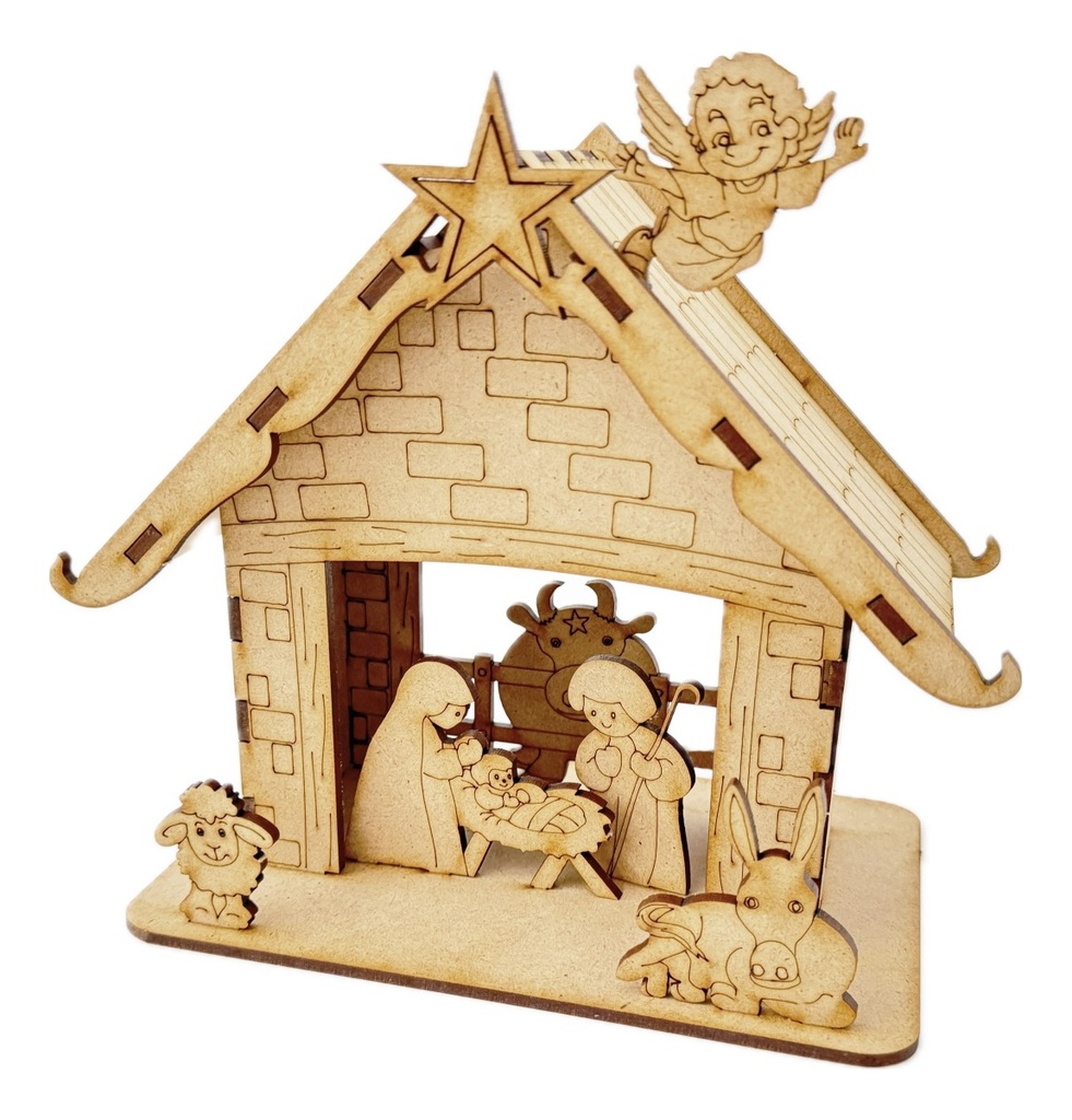 Nacimiento Navideño Pesebre Niño Dios Decoración Mdf Mini