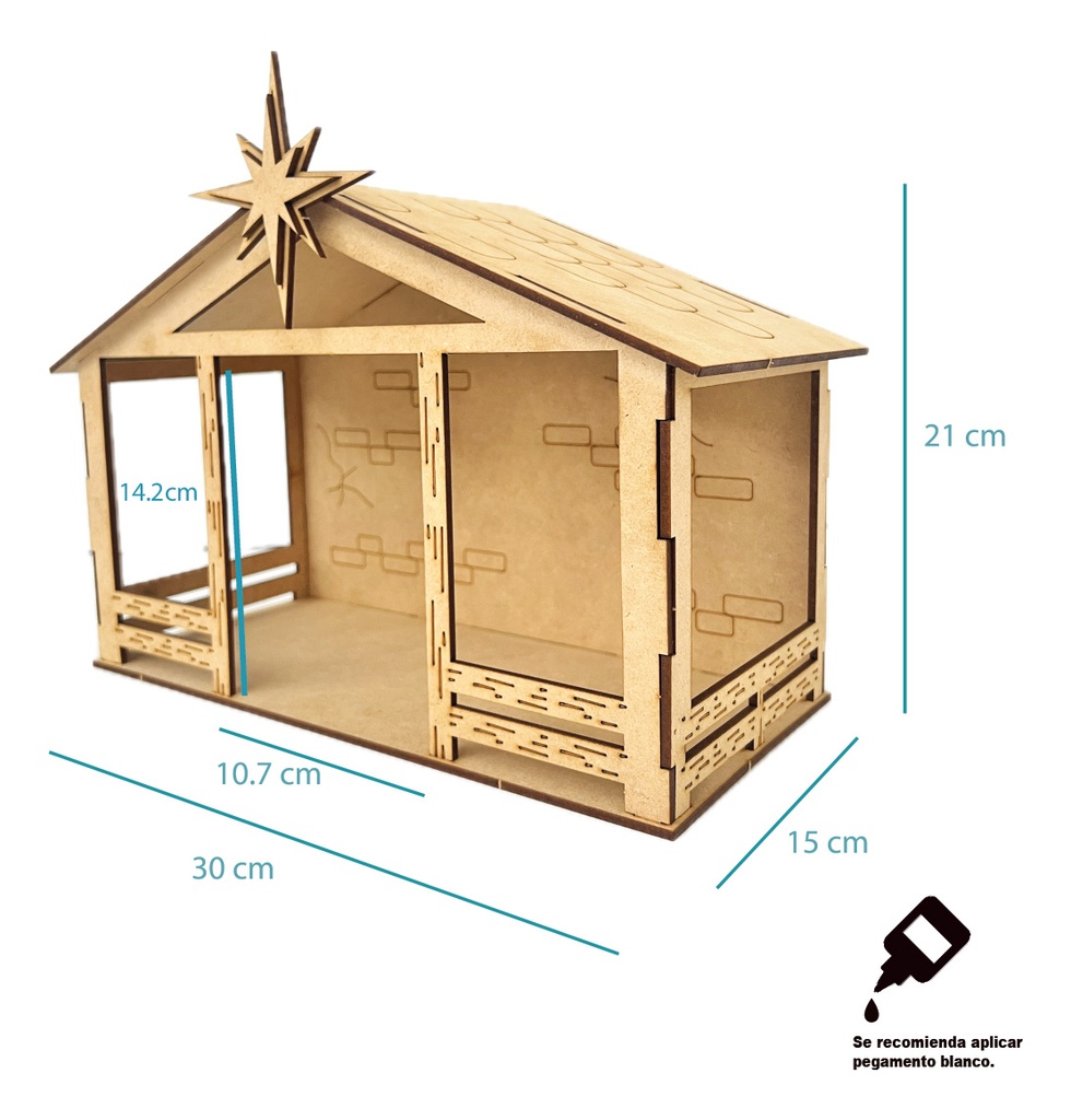 Nacimiento Navideño Pesebre Niño Dios Decoración Mdf 15cm