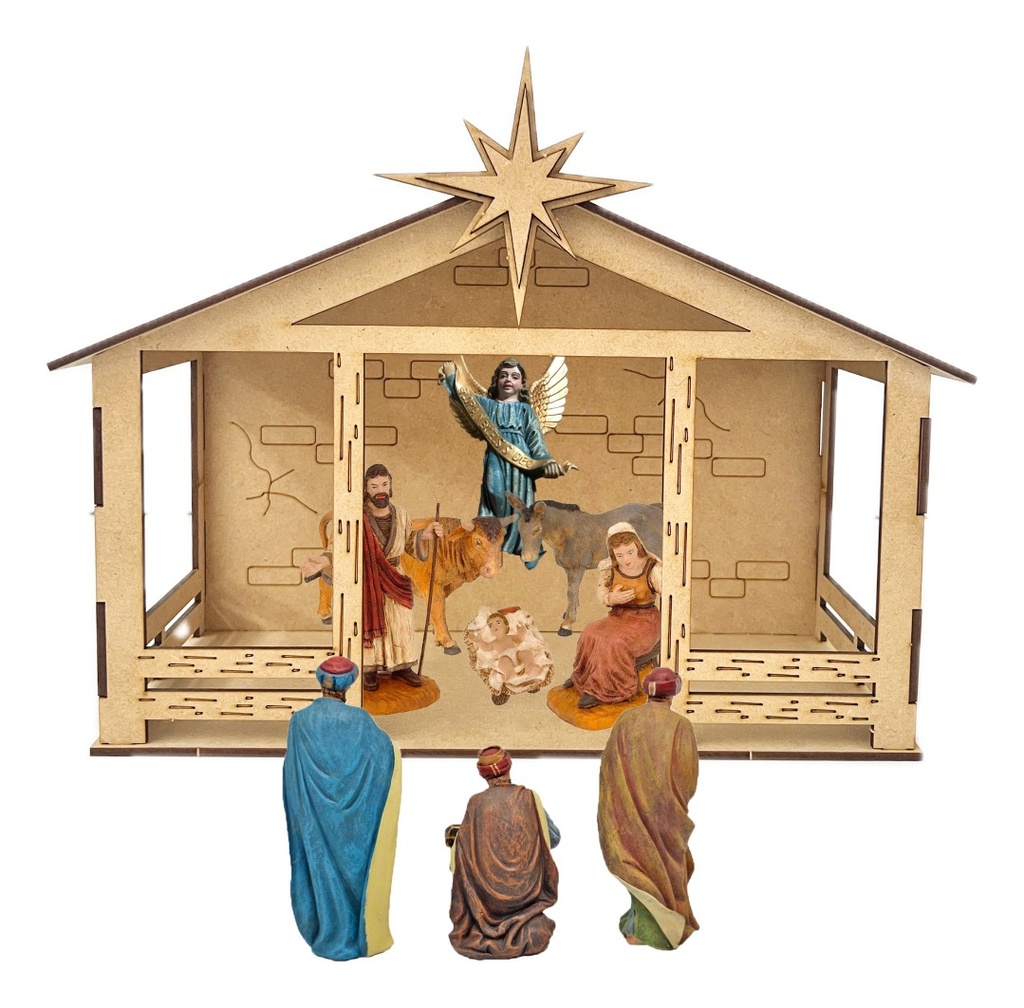 Nacimiento Navideño Pesebre Niño Dios Decoración Mdf 15cm