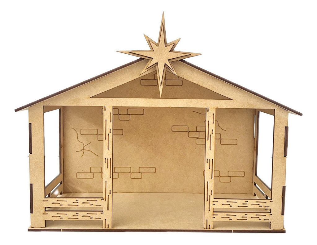 Nacimiento Navideño Pesebre Niño Dios Decoración Mdf 15cm
