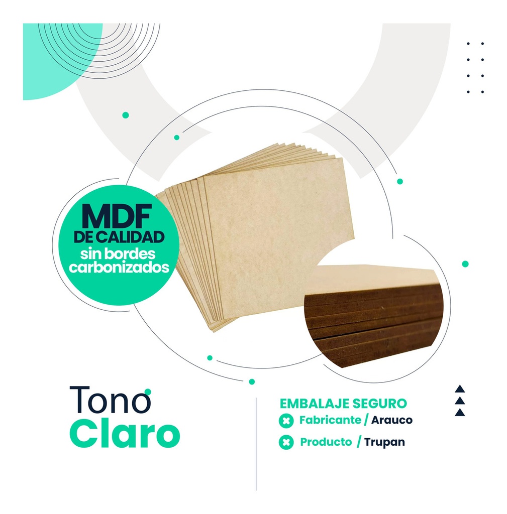 Lamina Panel Mdf 2.5mm 20x20 Cm 36 Ud. Especial Corte Laser Natural