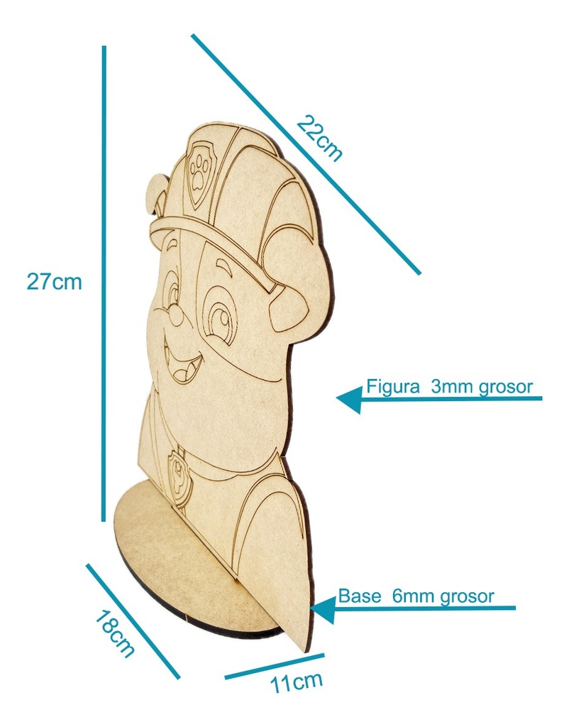 Centro De Mesa Mdf Rubble Paw Patrol (pack 10)