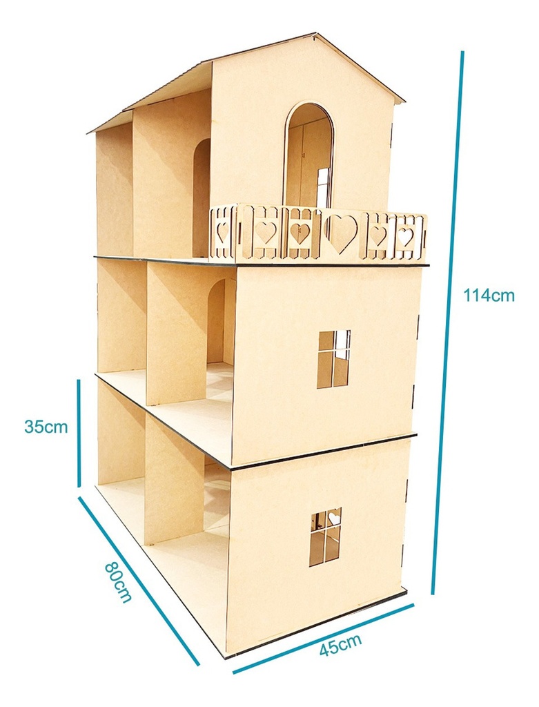 Casa De Muñecas Para Barbie Grande 3 Pisos Ventana Normal