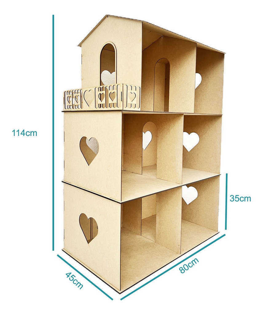 Casa De Muñecas Para Barbie Grande 3 Pisos Sin Muebles