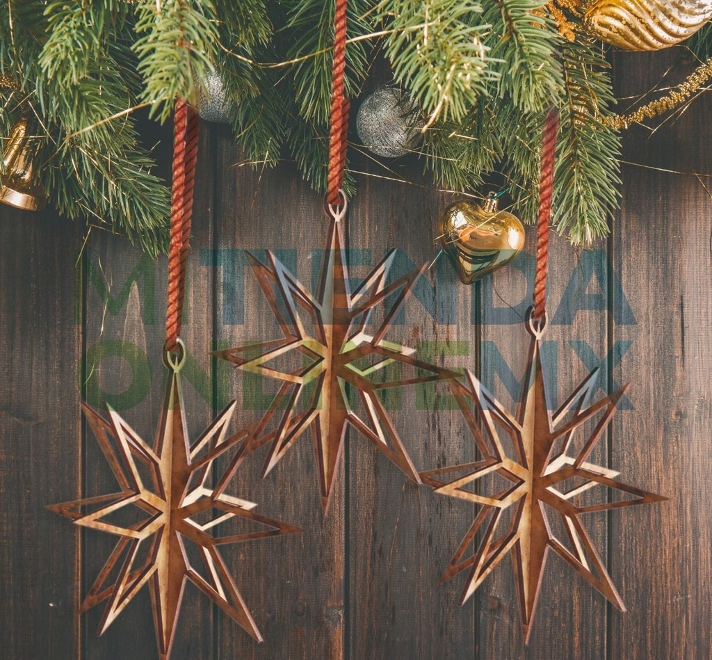 Kit 12 Esferas Navideñas Forma Estrella Adorno 10 Y 20cm