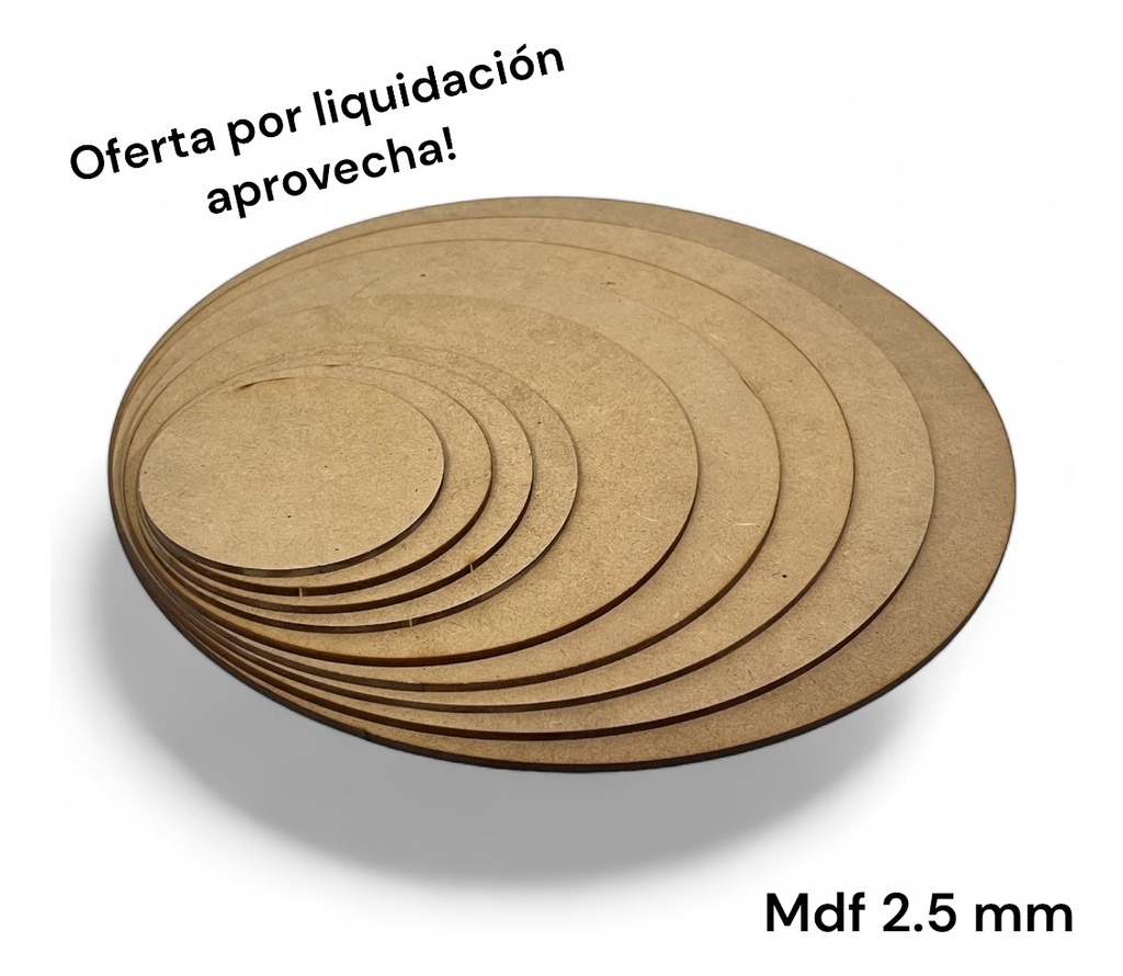 Círculos De Mdf 2.5 Mm Tamaños Variados - Pack 100