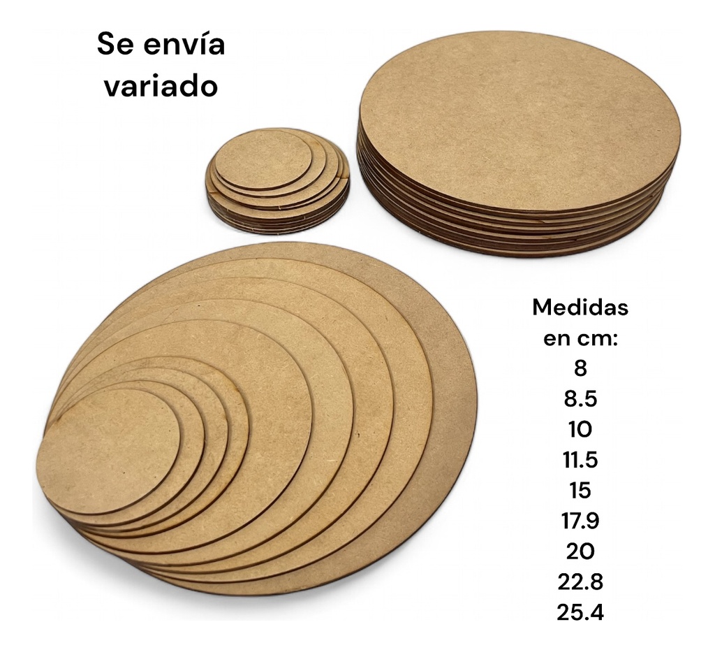 Círculos De Mdf 2.5 Mm Tamaños Variados - Pack 50