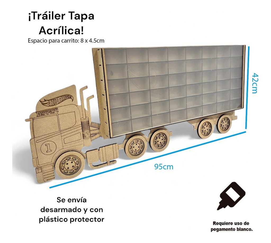Coleccionador Repisa Para Hot Wheels Trailer 48 Con Acrilico