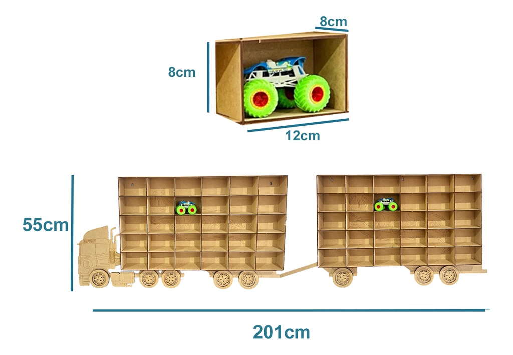 Exhibidor Trailer Para Carritos Monster Truck Monster Jam 60