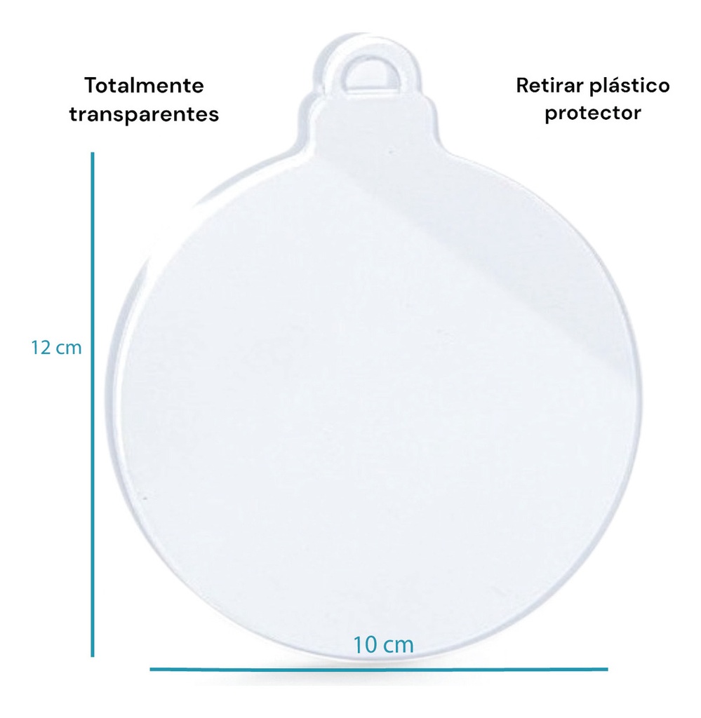 50 Esferas Navideñas Acrílico Transparente 12x10 2mm