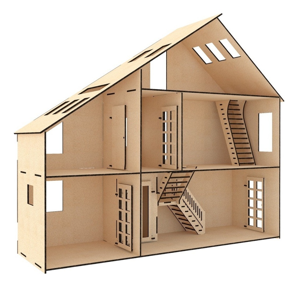 Casa De Campo Triángulo Para Muñeca Pequeñas  En Mdf 