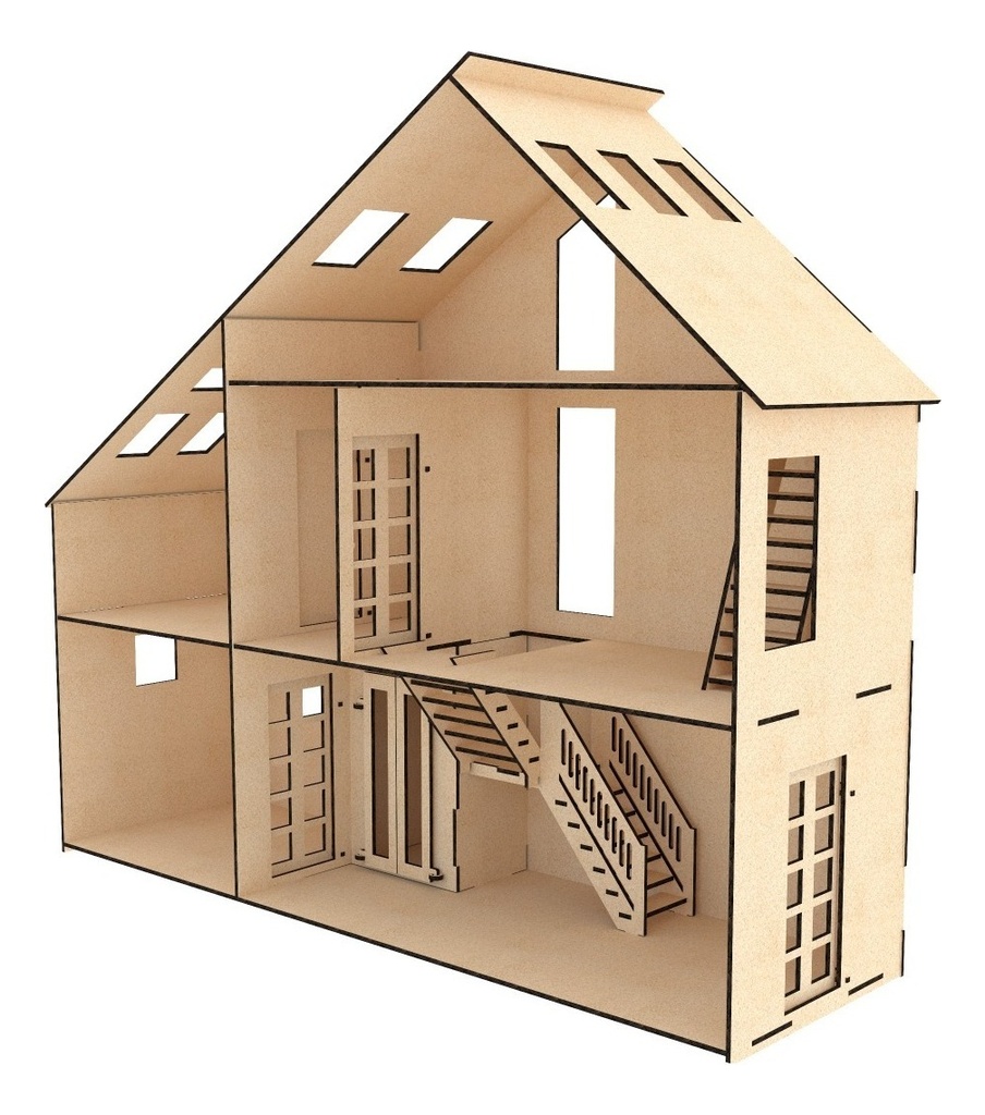 Casa De Campo Triángulo Para Muñeca Pequeñas  En Mdf 