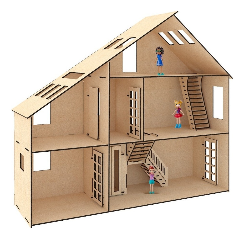 Casa De Campo Triángulo Para Muñeca Pequeñas  En Mdf 