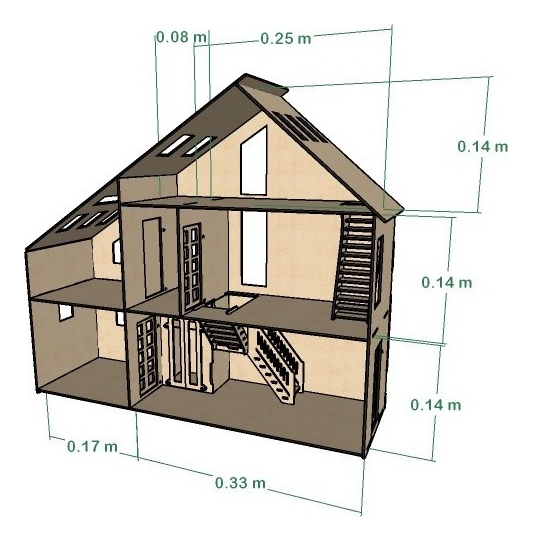 Casa De Campo Triángulo Para Muñeca Pequeñas  En Mdf 
