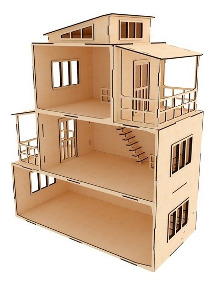 Casa Moderna De Muñecas Pequeñas  En Mdf 