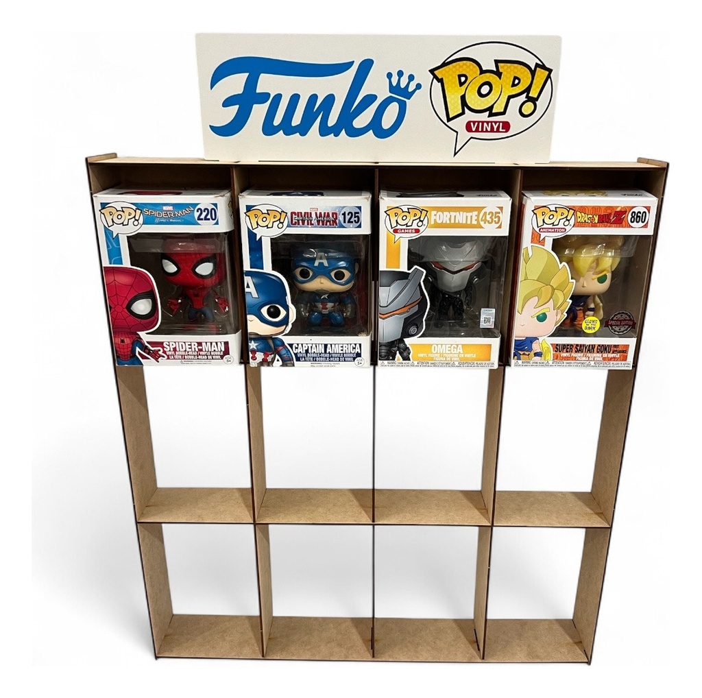 Exhibidor Organizador Para Funko Pop 12 - Letrero A Color Marrón Claro