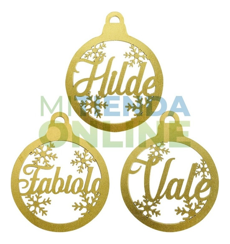 Kit 15 Esferas Navidad Personalizada Nombre Color Oro 10cm