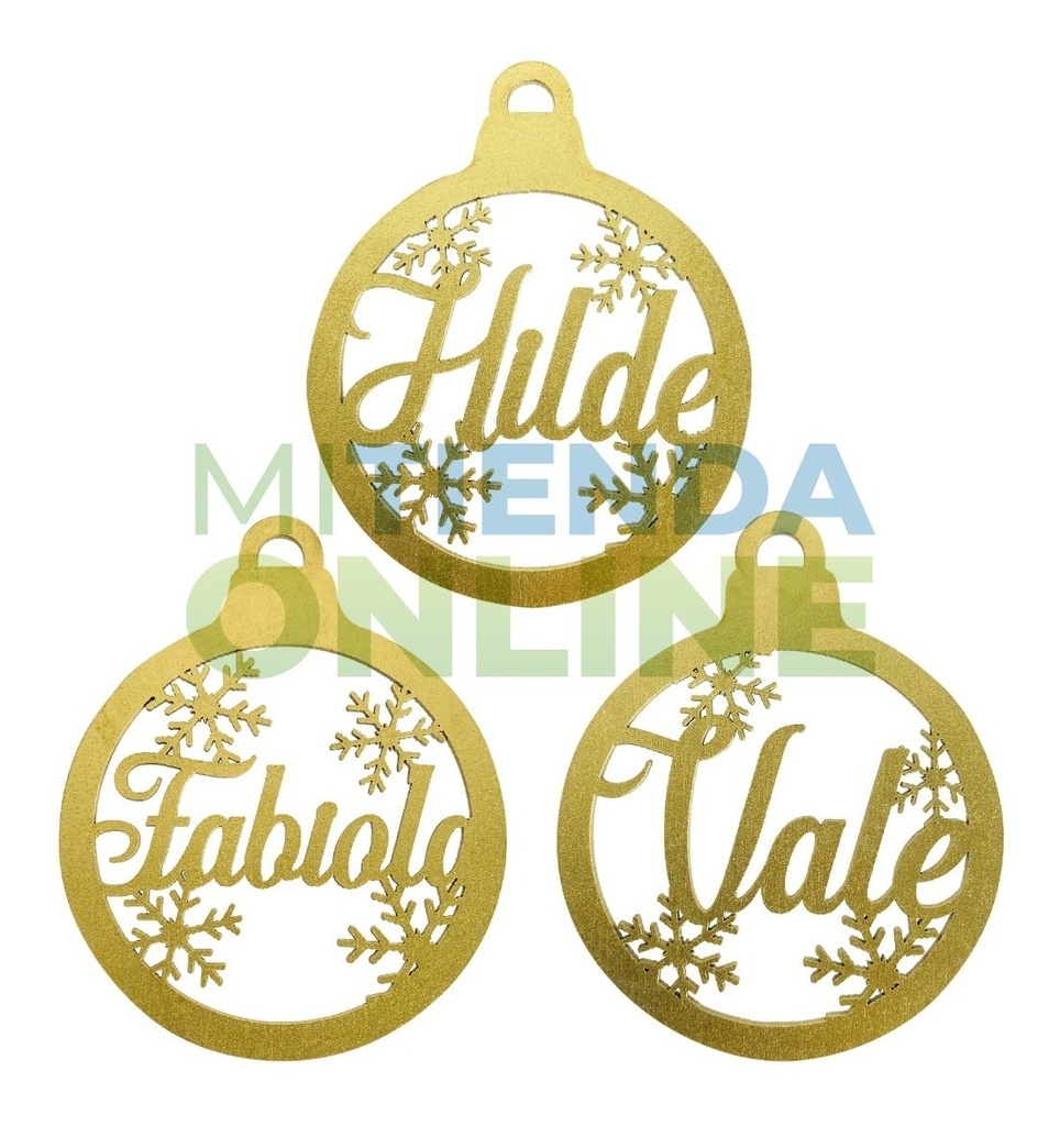 Kit 16 Esferas Navidad Personalizada Nombre Color Oro 10cm