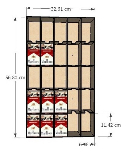 Caja Organizador Cajetillas Cigarro Exhibidor Para Pared 75