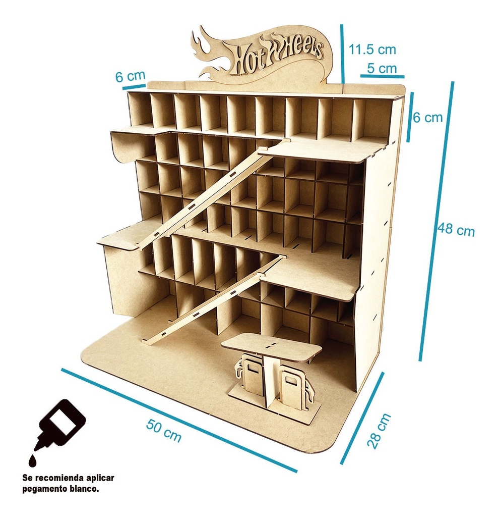 Organizador Exhibidor 2 Rampa Para Hotwheels Hasta 64 Piezas