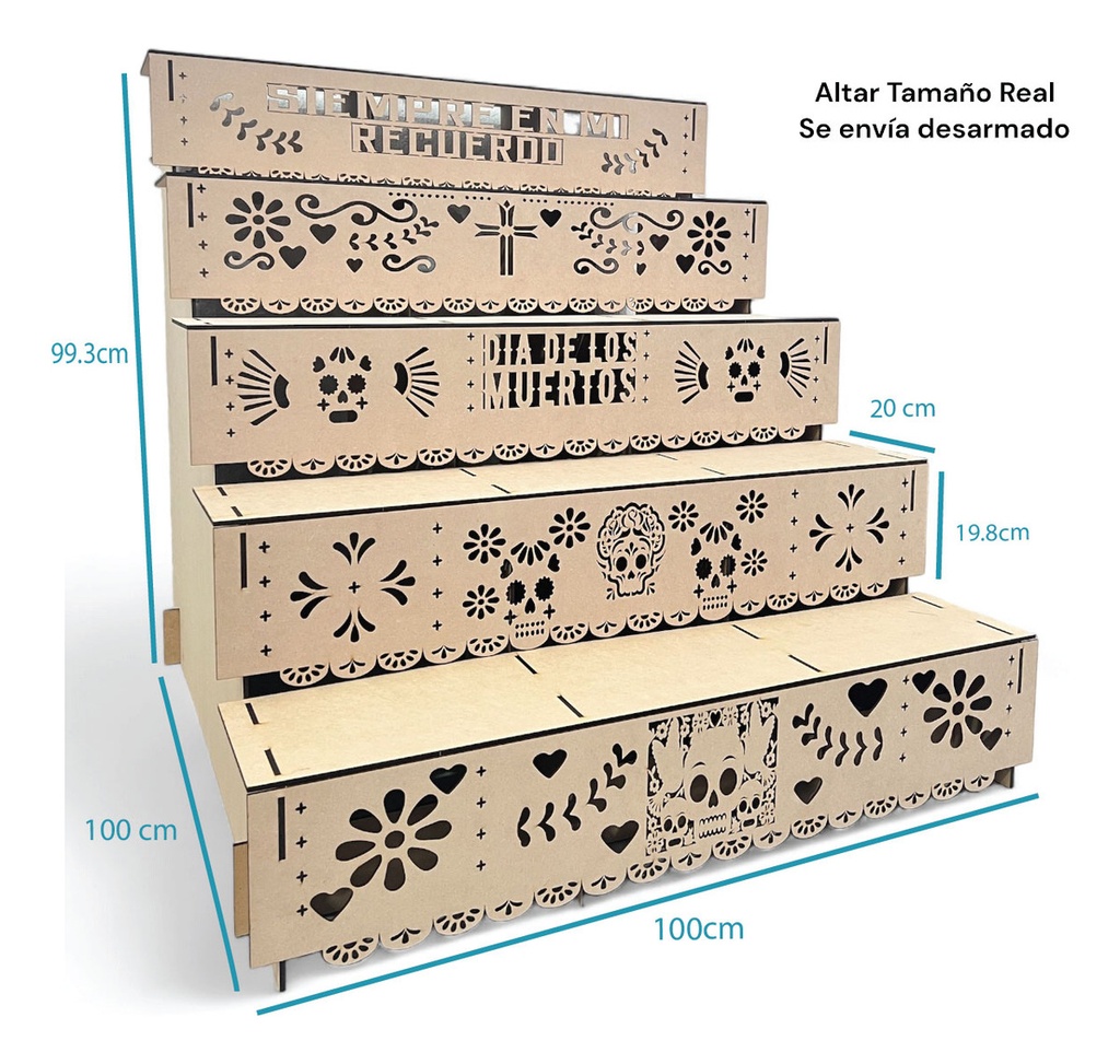 Altar Dia Muertos Ofrenda Decorativo Halloween 5 Pisos 1.50m