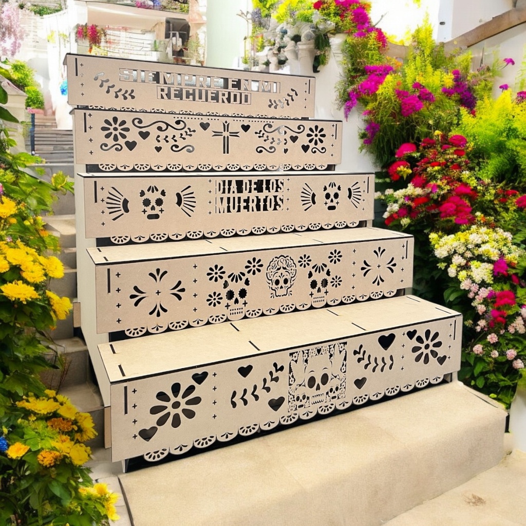 Altar Dia Muertos Ofrenda Decorativo Halloween 5 Pisos 1.50m