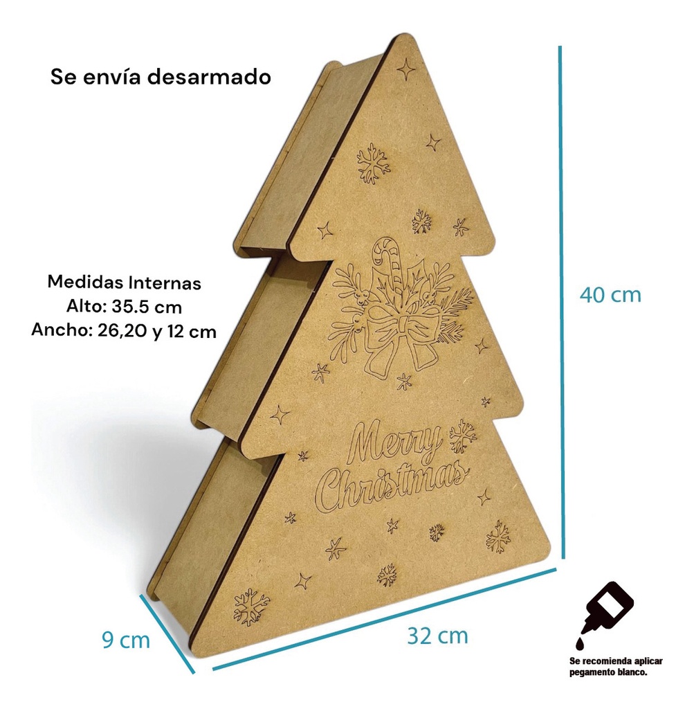Caja Árbol Dulcero Adornos Navideños Regalos Navidad M2