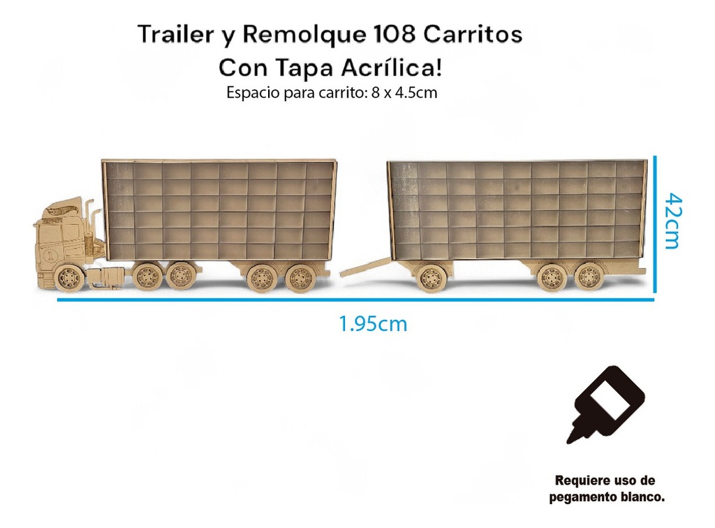 Coleccionador Repisa Para Hot Wheels Trailer 108 Acrílico