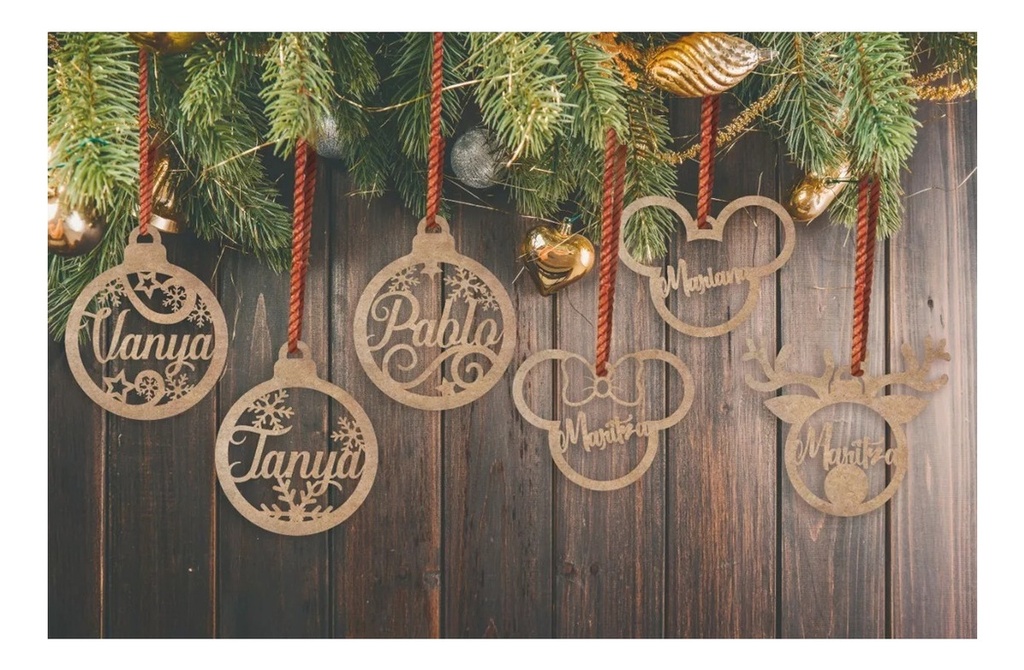 Kit 17 Esferas Navideñas Personalizadas Mickey Y Minnie 10cm