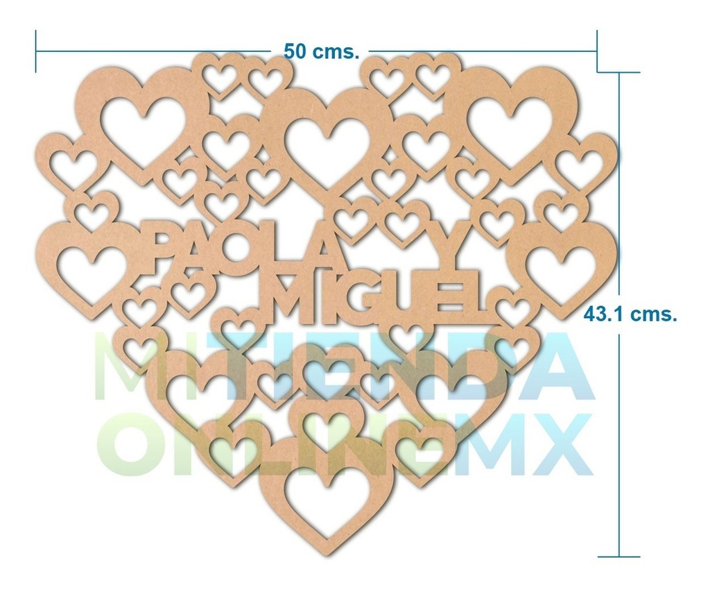 Cuadro Nombre Personalizado Love San Valentin - 50x43 Cm